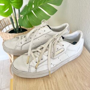 Adidas White Tennis Shoes Athleisure Sporty Chic Trendy Sneakers